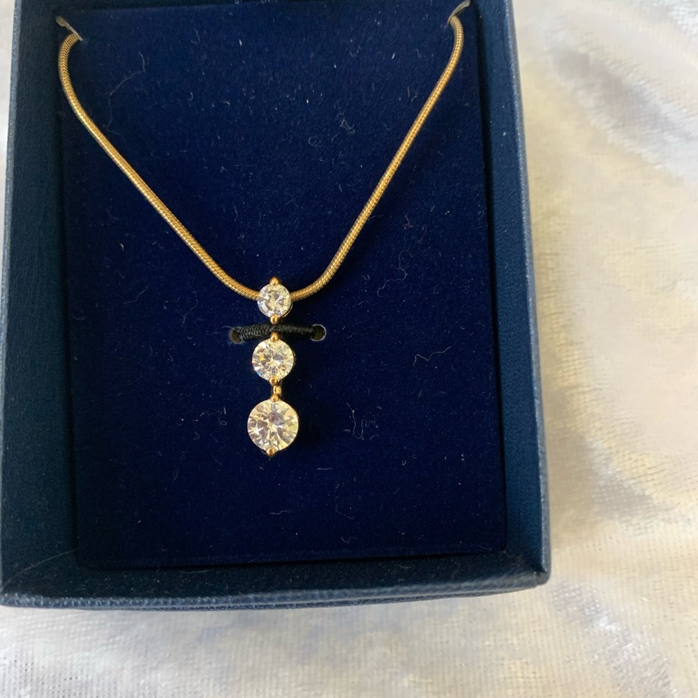 Personal Accents Triple Stone Gold Plated Cubic Zirconia Necklace